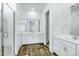 Bathroom with a glass shower and white cabinets at 4342 E Sagebrush St, Gilbert, AZ 85296