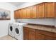 Laundry room with modern washer and dryer, and plentiful cabinet space at 476 E Atlantic Dr, Casa Grande, AZ 85122