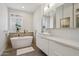 Modern bathroom featuring a soaking tub, a sleek vanity, and contemporary fixtures at 7705 E Doubletree Ranch Rd # 56, Scottsdale, AZ 85258