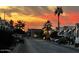 Charming street view with palms and golf carts, enhanced by a vibrant sunset at 7750 E Broadway Rd # 400, Mesa, AZ 85208