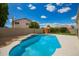 Beautiful backyard with a refreshing blue pool, surrounded by well-kept landscaping and clear blue skies at 19520 N 65Th Ave, Glendale, AZ 85308