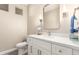 Elegant bathroom features a modern vanity, silver fixtures, a mirror, and neutral paint at 2306 N Floyd Dr, Mesa, AZ 85215
