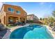 Stunning backyard with a beautiful pool and patio area at 2404 E Gillcrest Rd, Gilbert, AZ 85298