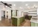 Modern kitchen with green cabinets, stainless steel appliances, and large island at 321 W Palo Verde St, Gilbert, AZ 85233