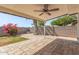 Covered patio with pavers, fan and view at 321 W Palo Verde St, Gilbert, AZ 85233
