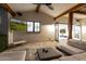 Covered patio with comfortable seating and a large TV at 5430 E Calle Redonda --, Phoenix, AZ 85018