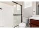 Bathroom with shower stall, toilet and vanity at 5575 W Cinder Brook Way, Florence, AZ 85132
