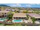 Aerial view of house with pool and landscaped backyard at 10788 E Raintree Dr, Scottsdale, AZ 85255