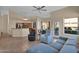 Open living area with a view to the kitchen, offering a seamless flow for entertaining and Gathering living at 11222 E Oberlin Way, Scottsdale, AZ 85262