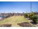 Spacious backyard featuring a well-maintained lawn, garden beds, and secure fencing at 2113 N 66Th St, Scottsdale, AZ 85257