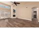 Living room with fireplace and access to the backyard at 4213 E Stanford Ave, Gilbert, AZ 85234