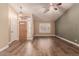 Living room with wood-look floors and vaulted ceiling at 4213 E Stanford Ave, Gilbert, AZ 85234