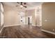 Spacious living room featuring wood-look floors and high ceilings at 4213 E Stanford Ave, Gilbert, AZ 85234