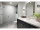 Modern bathroom with walk-in shower and floating vanity at 4942 N Ascent Dr, Scottsdale, AZ 85251