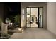 Elegant entryway with water feature and view into the home's interior at 4942 N Ascent Dr, Scottsdale, AZ 85251