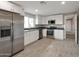 Modern kitchen featuring stainless steel appliances, white cabinetry, and tile flooring at 358 N 82Nd Way, Mesa, AZ 85207