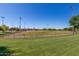 Well-maintained community baseball field with lush green grass, and clear blue sky on a bright sunny day at 42017 N Crooked Stick Rd, Anthem, AZ 85086