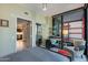 Bedroom with city view, workspace, and modern furniture at 4808 N 24Th St # 305, Phoenix, AZ 85016