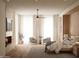 Bright main bedroom with fireplace, sitting area, and large windows at 8226 E Davenport Dr, Scottsdale, AZ 85260