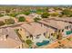 Overhead view featuring desert landscaping, a backyard pool, and a charming patio for outdoor enjoyment at 9523 E Sandy Vista Dr, Scottsdale, AZ 85262
