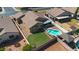 Aerial view of a private pool and well-manicured backyard at 2234 E Stephens Rd, Gilbert, AZ 85296