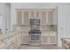 Modern kitchen with stainless steel oven, microwave, and light wood cabinetry at 7735 E Russell Cir, Mesa, AZ 85207