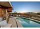 Stunning pool area with mountain views at 7915 E Primrose Path, Carefree, AZ 85377