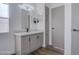 Modern bathroom featuring a vanity with granite countertop and updated fixtures at 3104 E Broadway Rd # 16, Mesa, AZ 85204