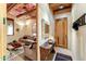 Living room with beamed ceiling, Saltillo tile, and rustic furniture and decor at 1084 N Boulder Dr, Carefree, AZ 85377