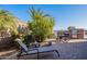 Backyard featuring lush greenery, a cozy seating area and built-in BBQ at 1808 E Crocus Ave, Queen Creek, AZ 85140