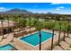 Expansive pool and sun deck surrounded by palm trees, offering a resort-like oasis with mountain views at 3882 E Andalusia Ave, Gilbert, AZ 85298