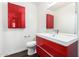 Modern bathroom has vanity, mirror, cabinet and toilet at 4924 N 73Rd St # 11, Scottsdale, AZ 85251