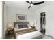 Well-lit bedroom features a closet, neutral decor, carpeted floors and contemporary furnishings at 3551 N 12Th St # 104, Phoenix, AZ 85014