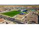 Aerial view of the community park with playground and sports court at 9624 E Twinkle Cir, Mesa, AZ 85212