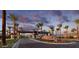 Stunning community entrance featuring lush palm trees and a grand gatehouse under a picturesque sky at 5741 E Star Valley St, Mesa, AZ 85215