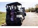 Golf carts lined up, showcasing resort community amenities and recreational lifestyle at 8057 E Greythorn Dr, Gold Canyon, AZ 85118