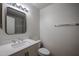 Well-lit bathroom featuring a sleek mirror, modern vanity, and a tiled shower at 921 W University Dr # 1099, Mesa, AZ 85201