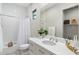 Bright bathroom features white subway tile, quartz countertop, and modern fixtures at 2656 E Oriole Dr, Gilbert, AZ 85297