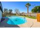 Backyard showcasing a sparkling pool and lush landscaping at 13446 N 18Th Ave, Phoenix, AZ 85029