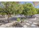 Shady backyard featuring gravel, stepping stones, potted plants and lush trees providing a calm outdoor space at 2251 N 32Nd St # 21, Mesa, AZ 85213