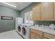 Functional laundry room with modern washer and dryer, sink, and ample cabinet space at 2251 N 32Nd St # 21, Mesa, AZ 85213