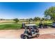 View of golf carts parked with a picturesque golf course in the background at 23116 N Padaro Ct, Sun City West, AZ 85375