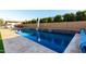 Sparkling blue pool surrounded by lush landscaping and a covered pergola for outdoor relaxation at 2799 E Waterman St, Gilbert, AZ 85297