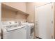 Convenient laundry room equipped with modern washer and dryer, plus storage shelving at 4033 S Harlan --, Mesa, AZ 85212