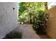 View of the lush side yard of the property with flowering plants and paver pathway at 4757 E Amber Sun Dr, Cave Creek, AZ 85331