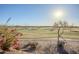 Picturesque view of a golf course with desert flowers in the foreground under the Arizona sun at 5742 S Creosote Dr, Gold Canyon, AZ 85118