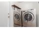 Convenient laundry room with modern washer and dryer, plus extra storage shelves at 7539 N 50Th Ave, Glendale, AZ 85301