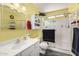 Bright bathroom with a glass-enclosed shower, white vanity, and modern fixtures at 80 S Maple Ct, Chandler, AZ 85226