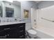 Bathroom with a bathtub-shower combo, vessel sink, and modern fixtures at 10105 W Bolivar Dr, Sun City, AZ 85351
