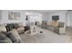 Cozy living room showcases stylish furniture, neutral tones, and seamless transition to dining area for easy entertaining at 10808 W Kelso Dr, Sun City, AZ 85351